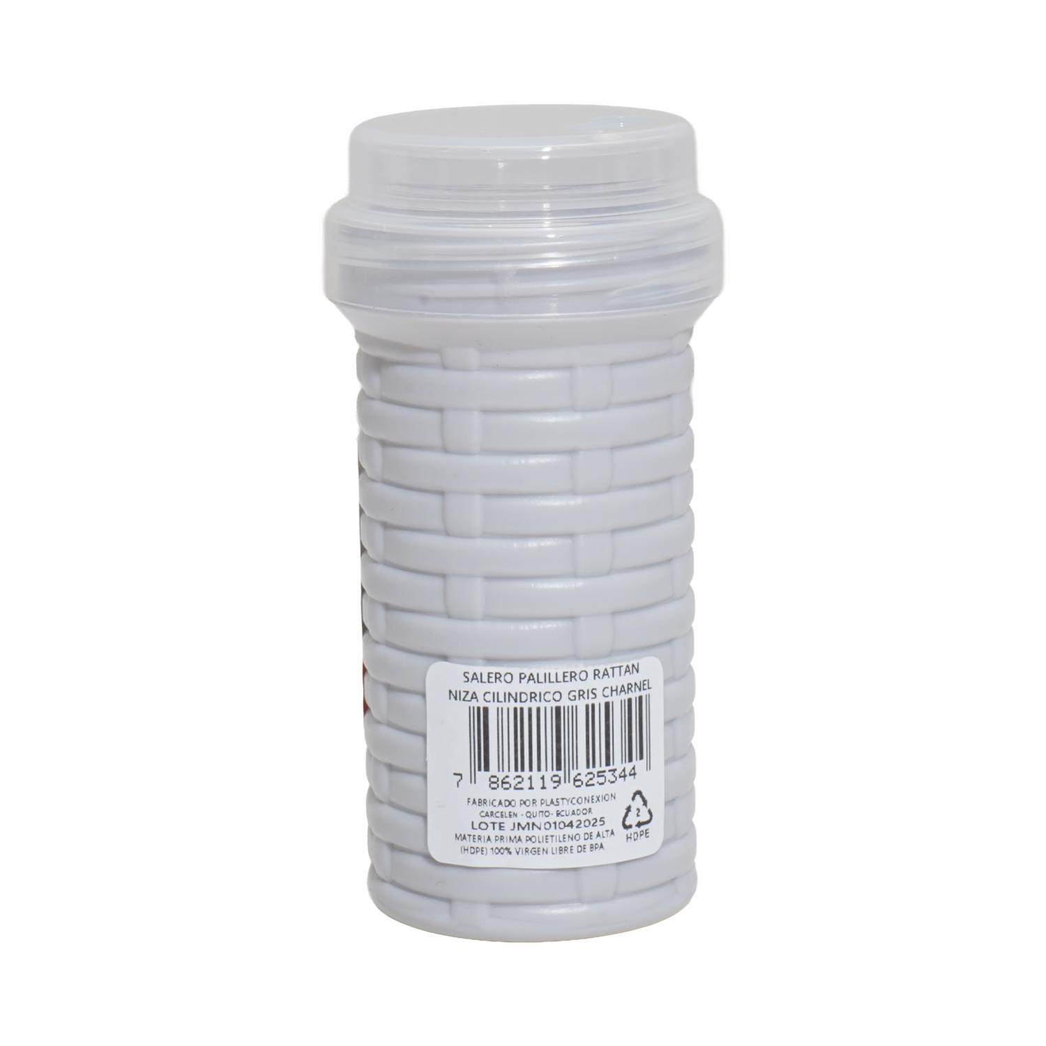 Salero Cilíndrico Gris Charnel SR. PLÁSTYKO 10 X 4 Cm - Image 2