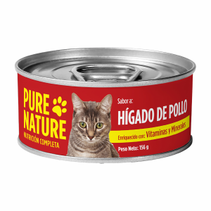 Alimento Húmedo Para Gatos Con  Hígado De Pollo PURE NATURE 156 G