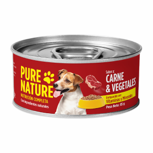 Alimento Húmedo Para Perros Carne Con Vegetales PURE NATURE 85 G
