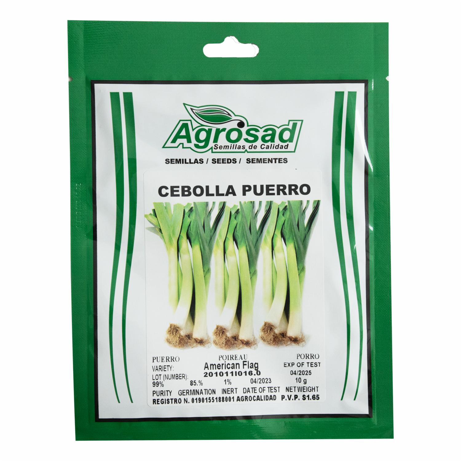 Semillas De Cebolla Puerro AGROSAD 10 g