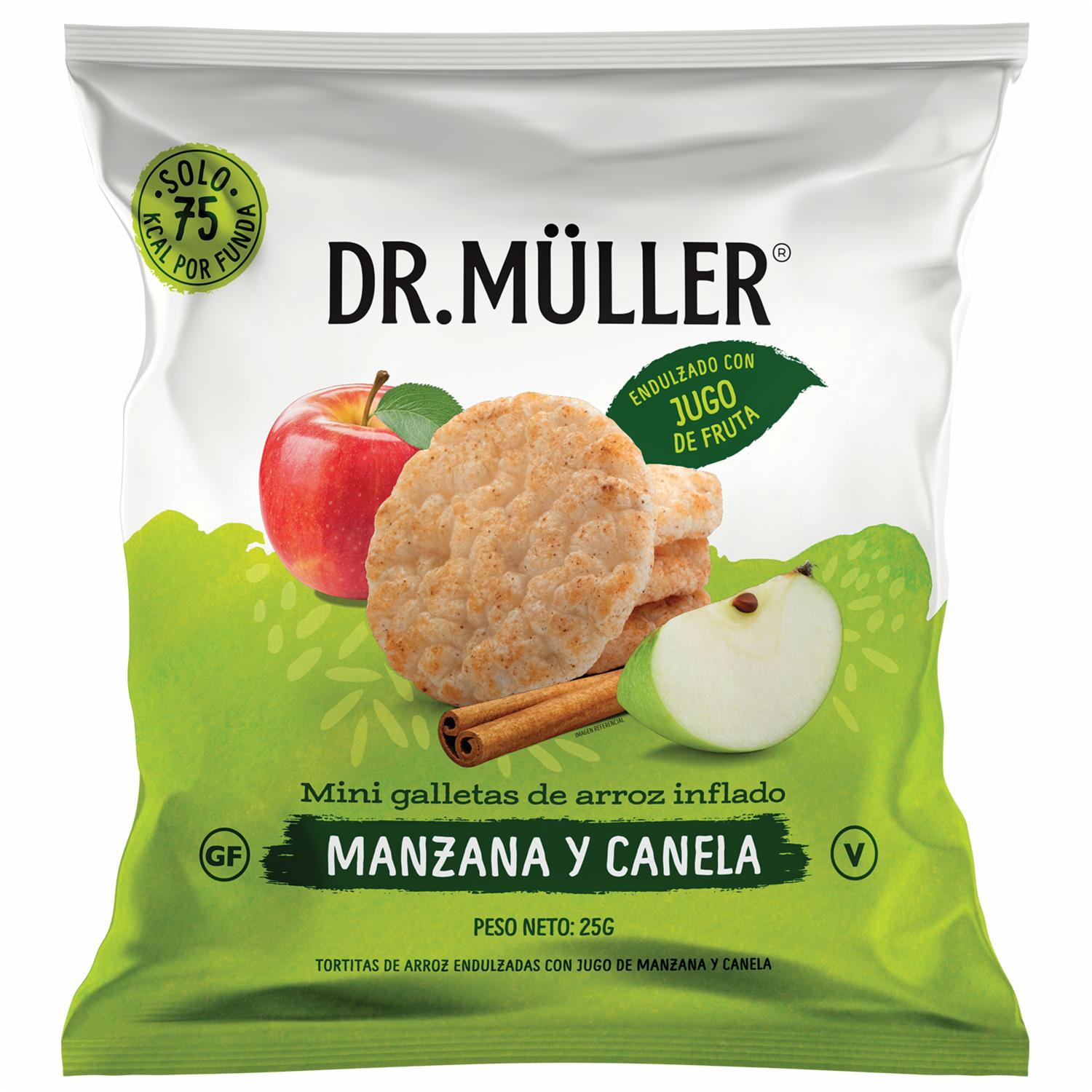 Mini Galletas De Arroz Inflado Sabor A Manzana Y Canela DR. MÜLLER 25 G