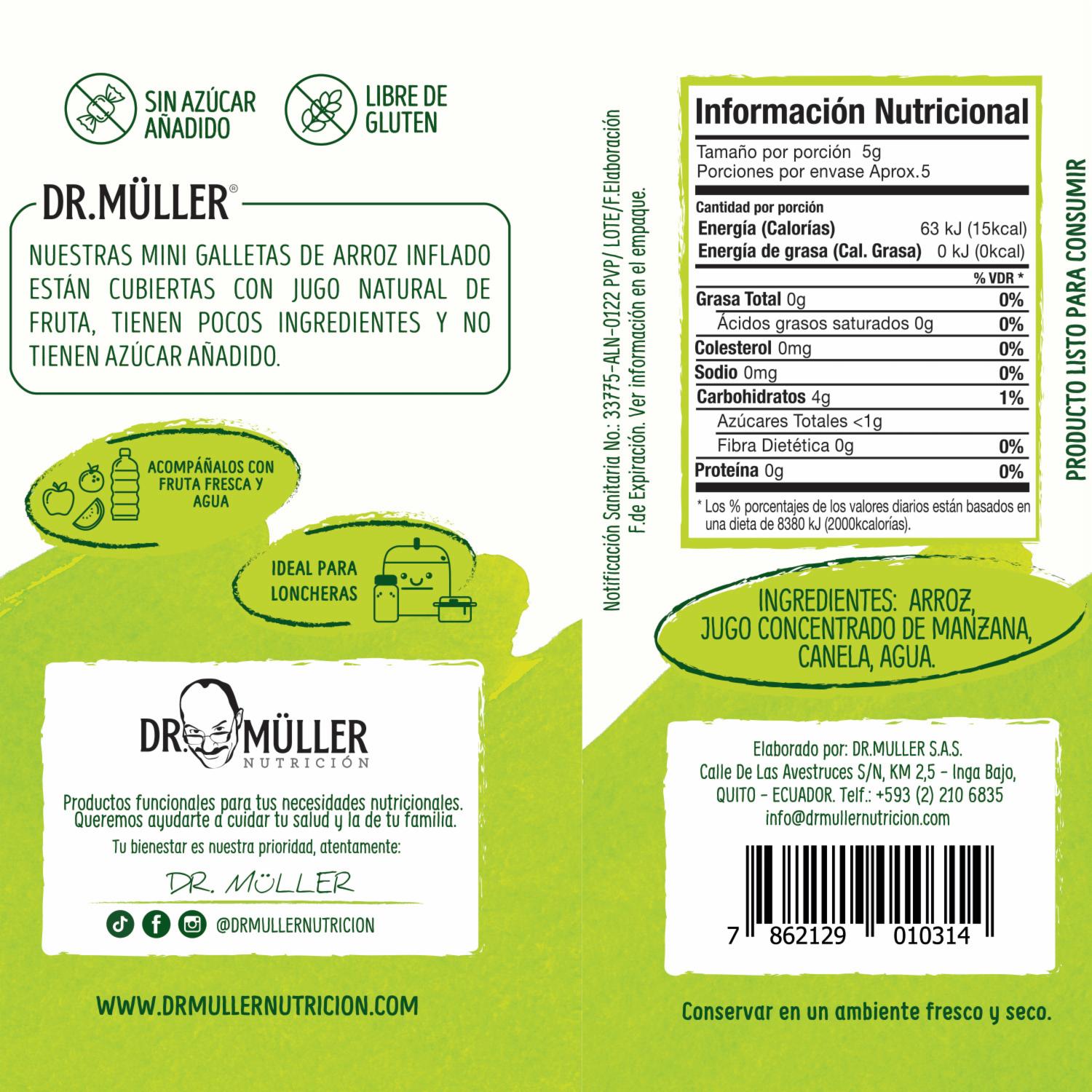 Mini Galletas De Arroz Inflado Sabor A Manzana Y Canela DR. MÜLLER 25 G - Image 2