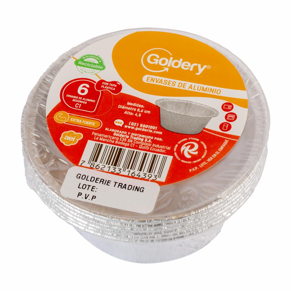 Envase Aluminio Con Tapa GOLDERY X 6 Uds