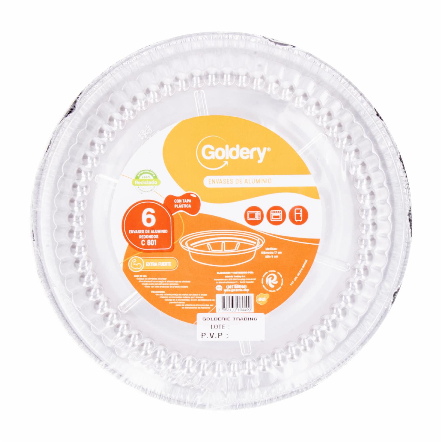Envase De Aluminio Redondo Con Tapa GOLDERY X 6 Uds - Image 2
