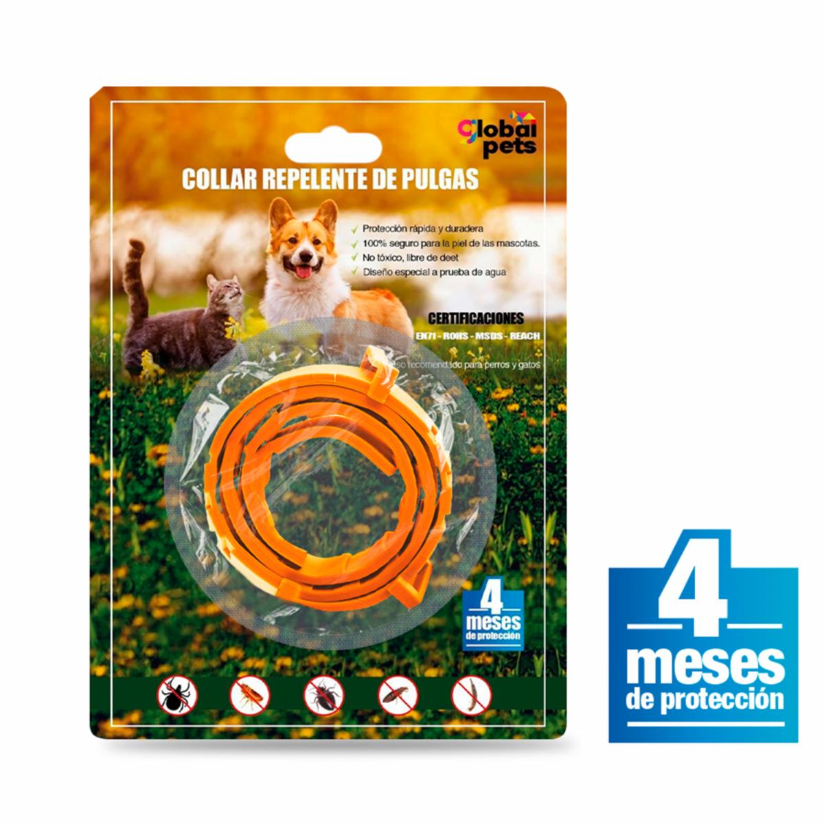Collar Para Mascotas Repelente De Pulgas Duración 4M GLOBAL PETS 40 Cm