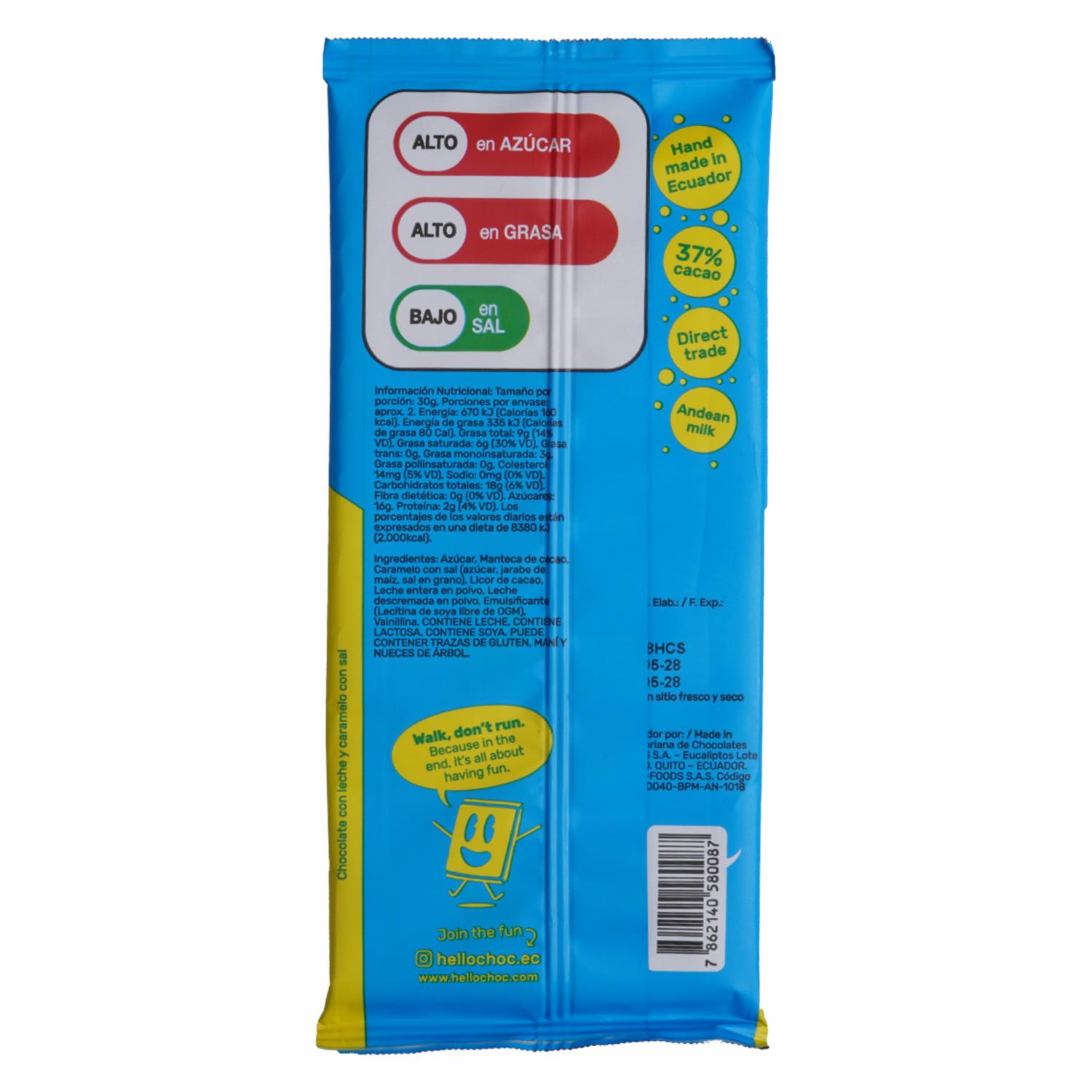 Chocolate Con Leche Caramelo Y Sal HELLO CHOC 60 G - Image 3