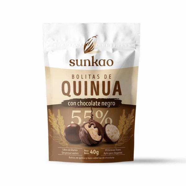 Snack Bolitas De Quinua Chocolate Dark 55% Cacao Gluten Free SUNKAO