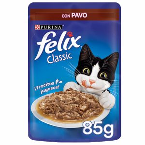 Alimento Húmedo Para Gatos Adultos Sabor Pavo FELIX 85 G