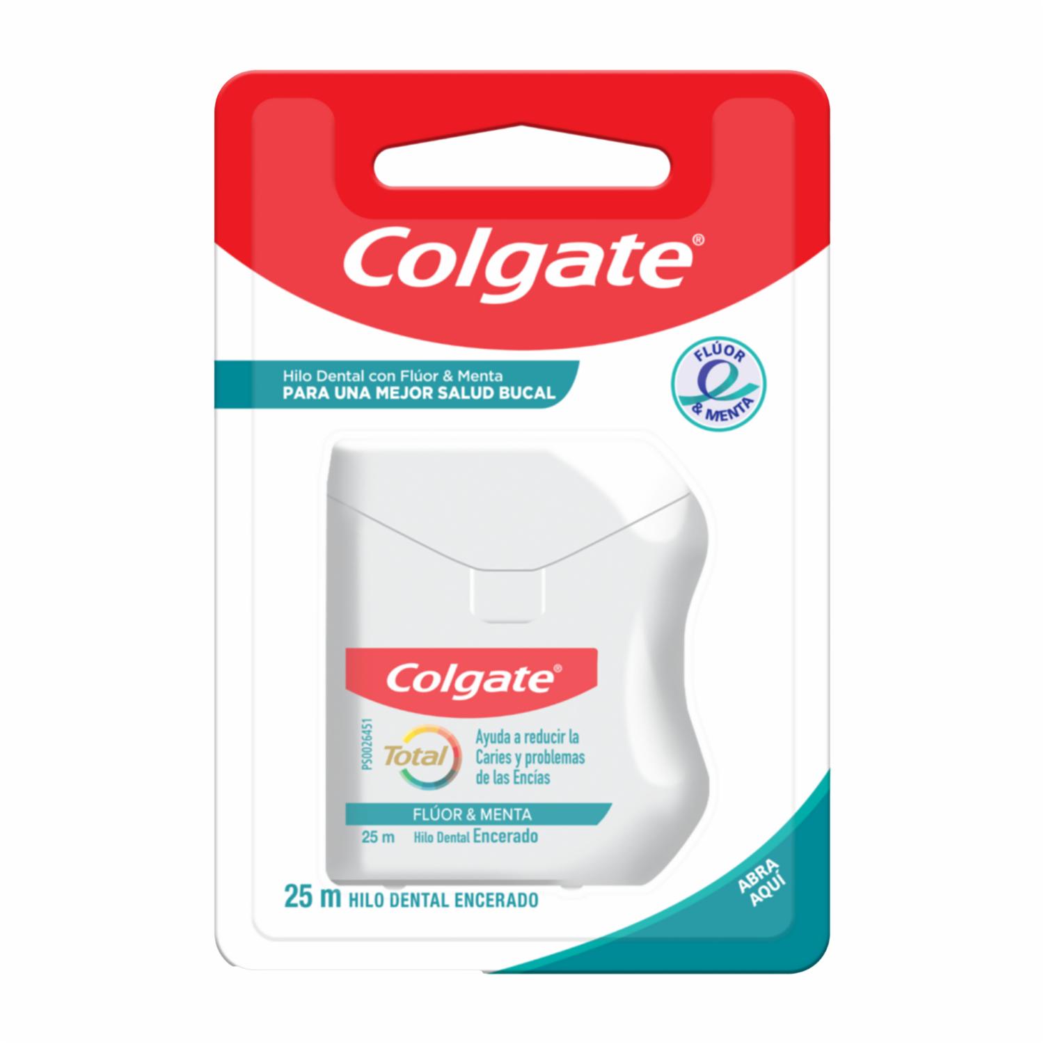 Hilo Dental Total Encerado Flúor y Menta COLGATE 25 Metros