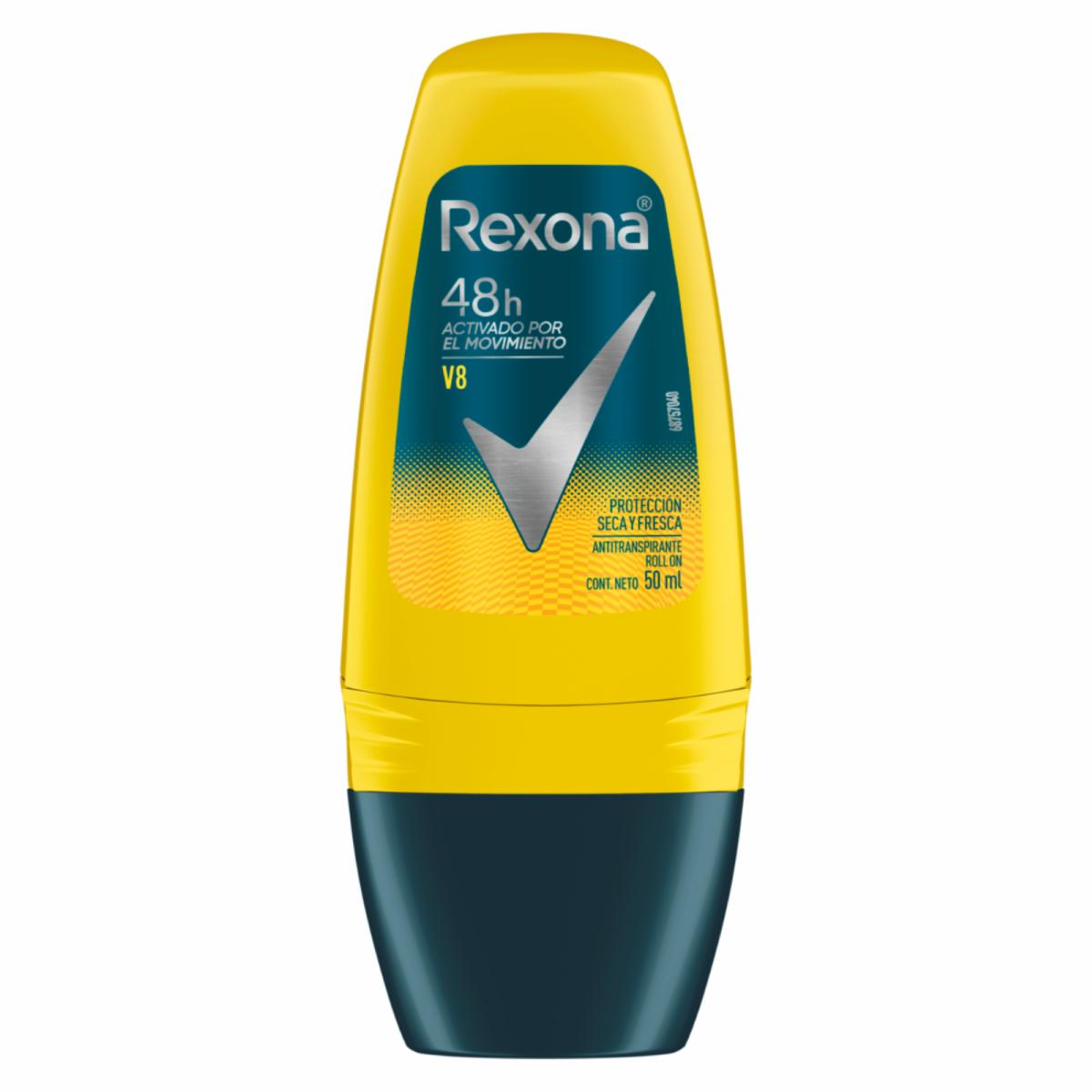 Desodorante En Roll On Para Caballero V8 Nueva Fórmula REXONA 50 Ml