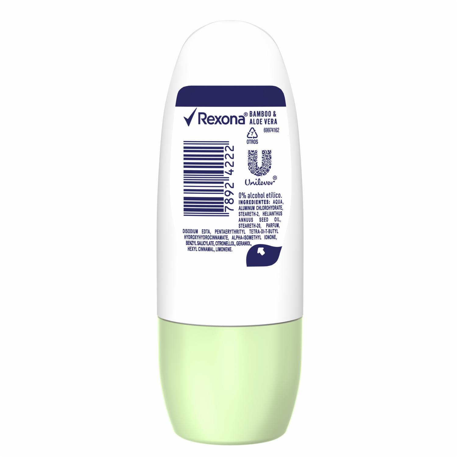 Desodorante En Roll On Antitranspirante Bamboo Y Aloe Vera REXONA 30 Ml - Image 2