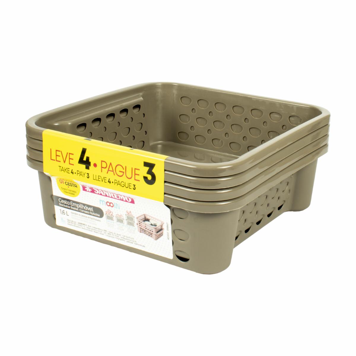 Set Canastillas Gris Moolti SANREMO 4 Piezas