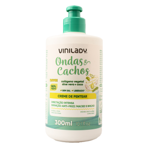 Crema De Peinar Ondas & Cachos Colágeno Vegetal + Aloe Vera + Coco VINILADY 300 Ml