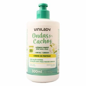 Crema De Peinar Ondas & Cachos Colágeno Vegetal + Aloe Vera + Coco VINILADY 300 Ml