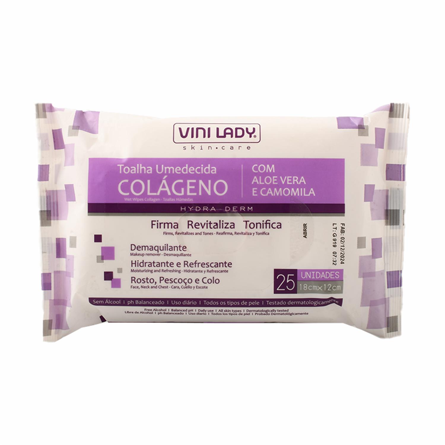 Toallas Desmaquillantes Humectantes Con Colágeno Aloe Vera Y Manzanilla VINILADY X 25 Uds