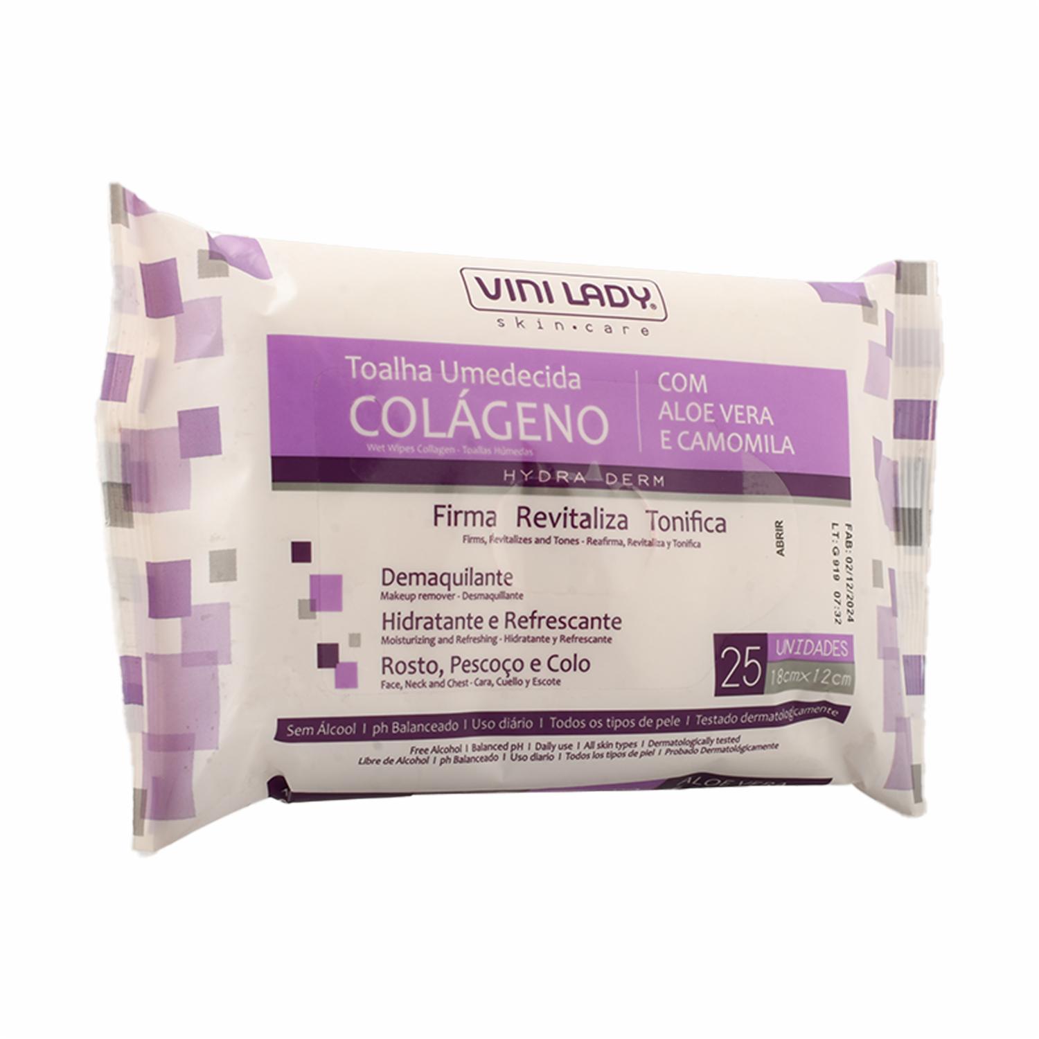 Toallas Desmaquillantes Humectantes Con Colágeno Aloe Vera Y Manzanilla VINILADY X 25 Uds - Image 4