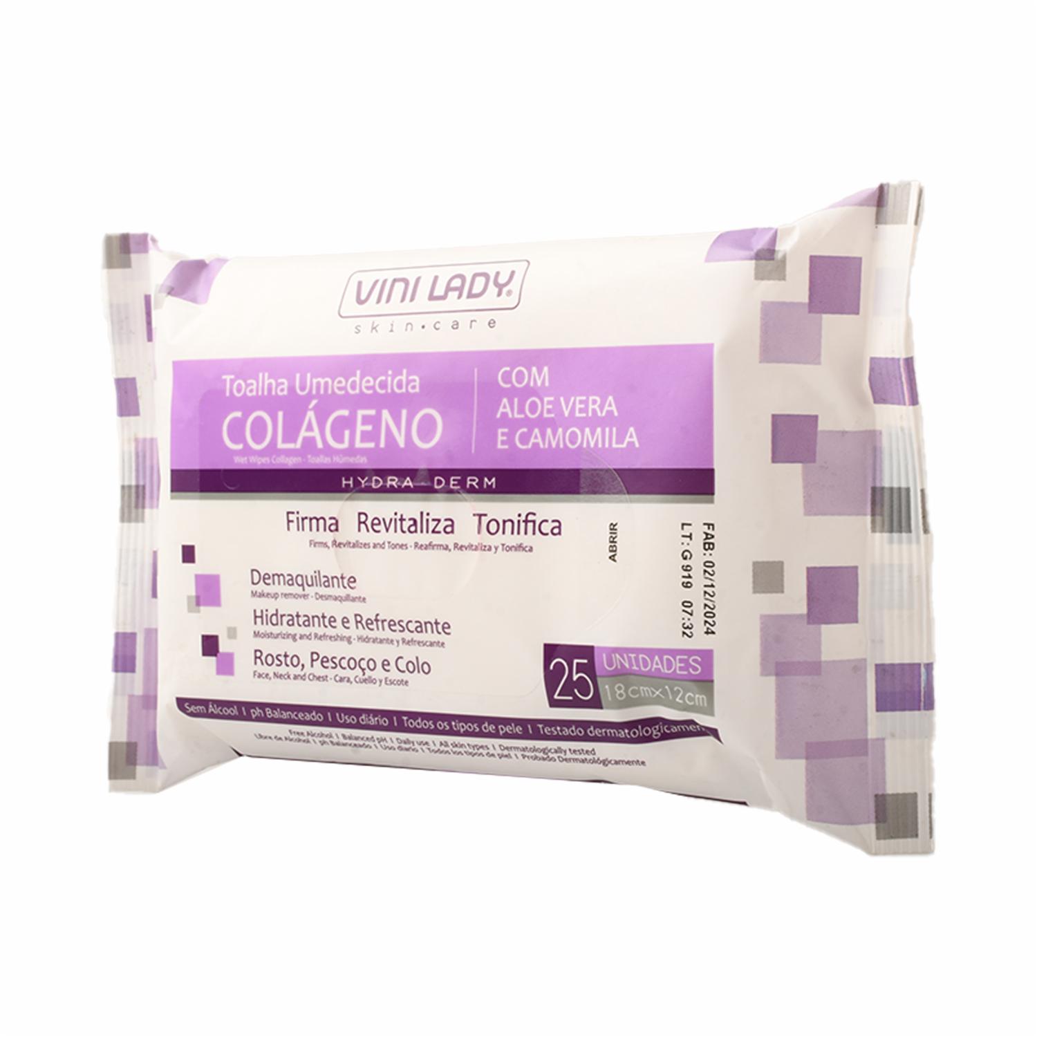 Toallas Desmaquillantes Humectantes Con Colágeno Aloe Vera Y Manzanilla VINILADY X 25 Uds - Image 5