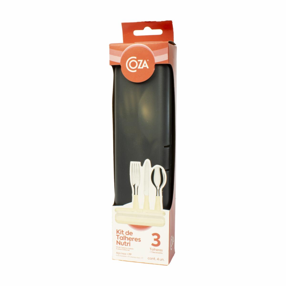 Juego De Cubiertos De Acero Inoxidable Con Mango Plastico Y Estuche Línea Fume COZA 3 Piezas - Image 2
