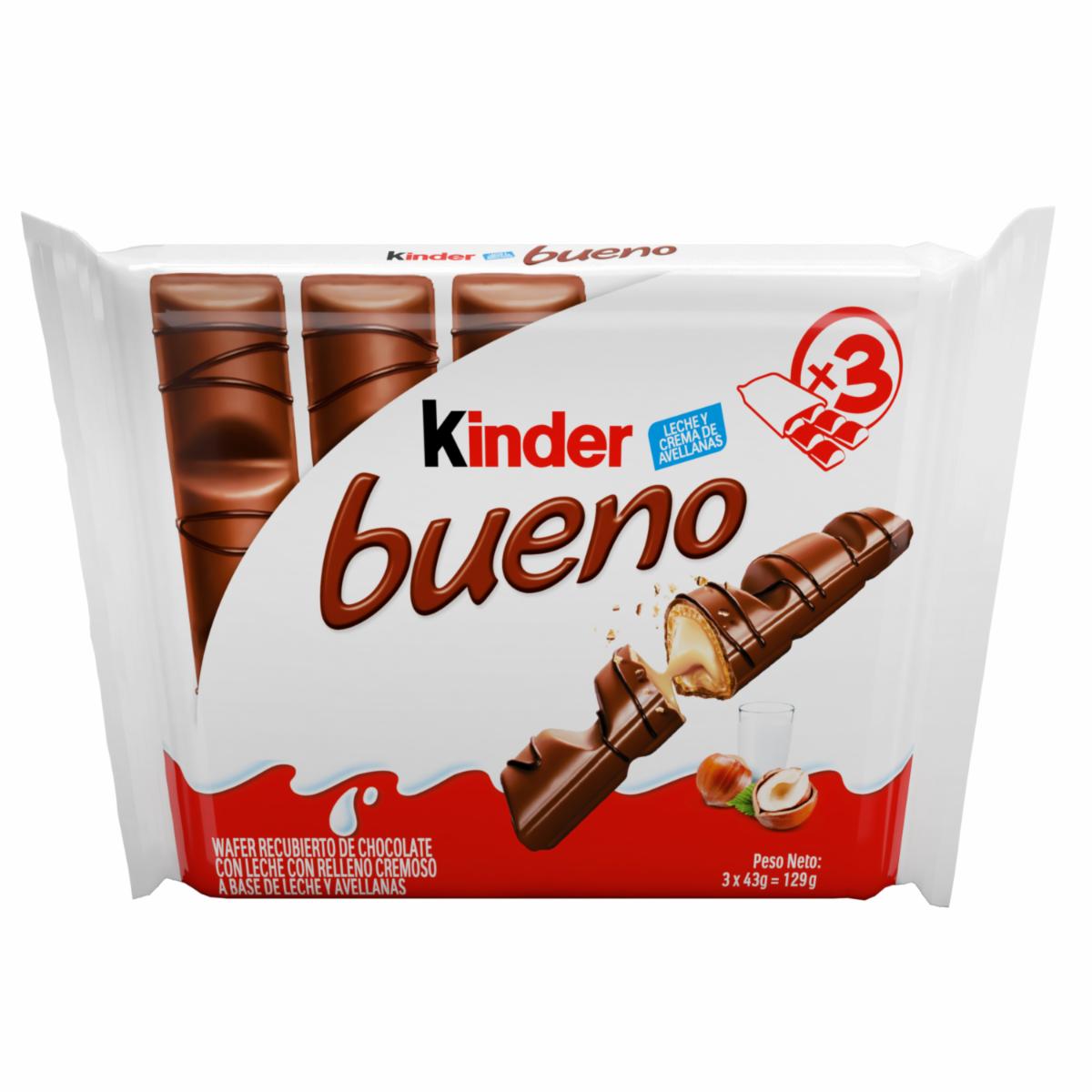 Waffer De Chocolate Con Relleno De Leche Y Avellanas KINDER BUENO 3 X 43 G