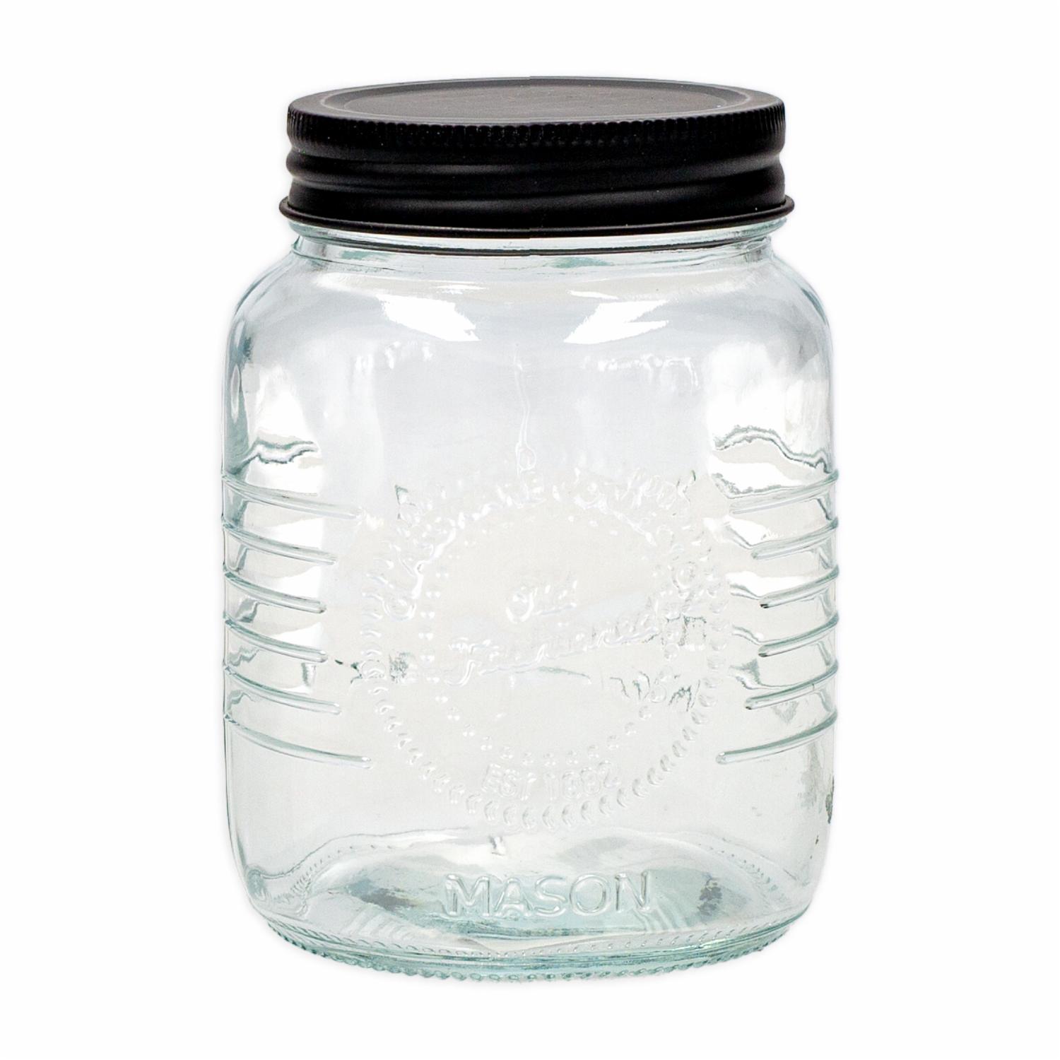 Frasco Con Tapa Metalica Negra OLD FASHIONED Mediano