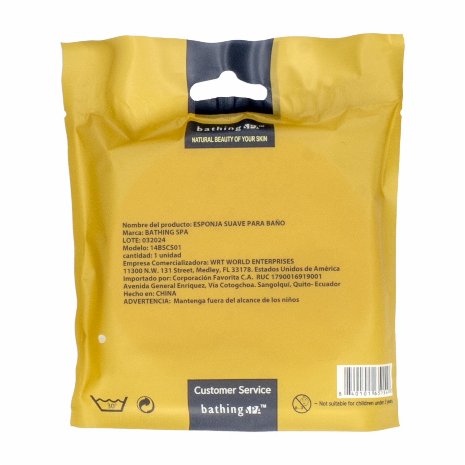Esponja De Baño Redonda Color Amarillo BATHING SPA Unidad - Image 2