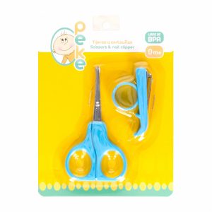 Tijera Y Cortaúñas Para Bebés Color Azul PEKE