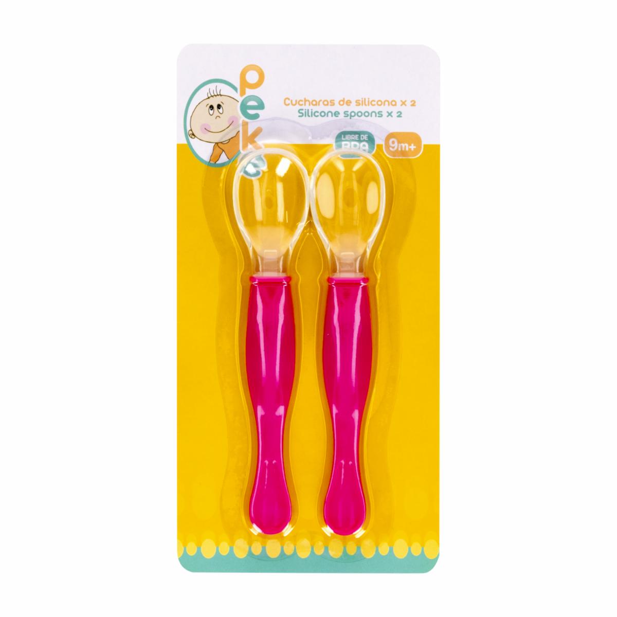 Cuchara De Silicona 9m + Color Rosa PEKE Pack X 2 Uds