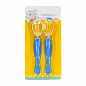 Cuchara De Silicona 9m + Color Azul PEKE Pack X 2 Uds