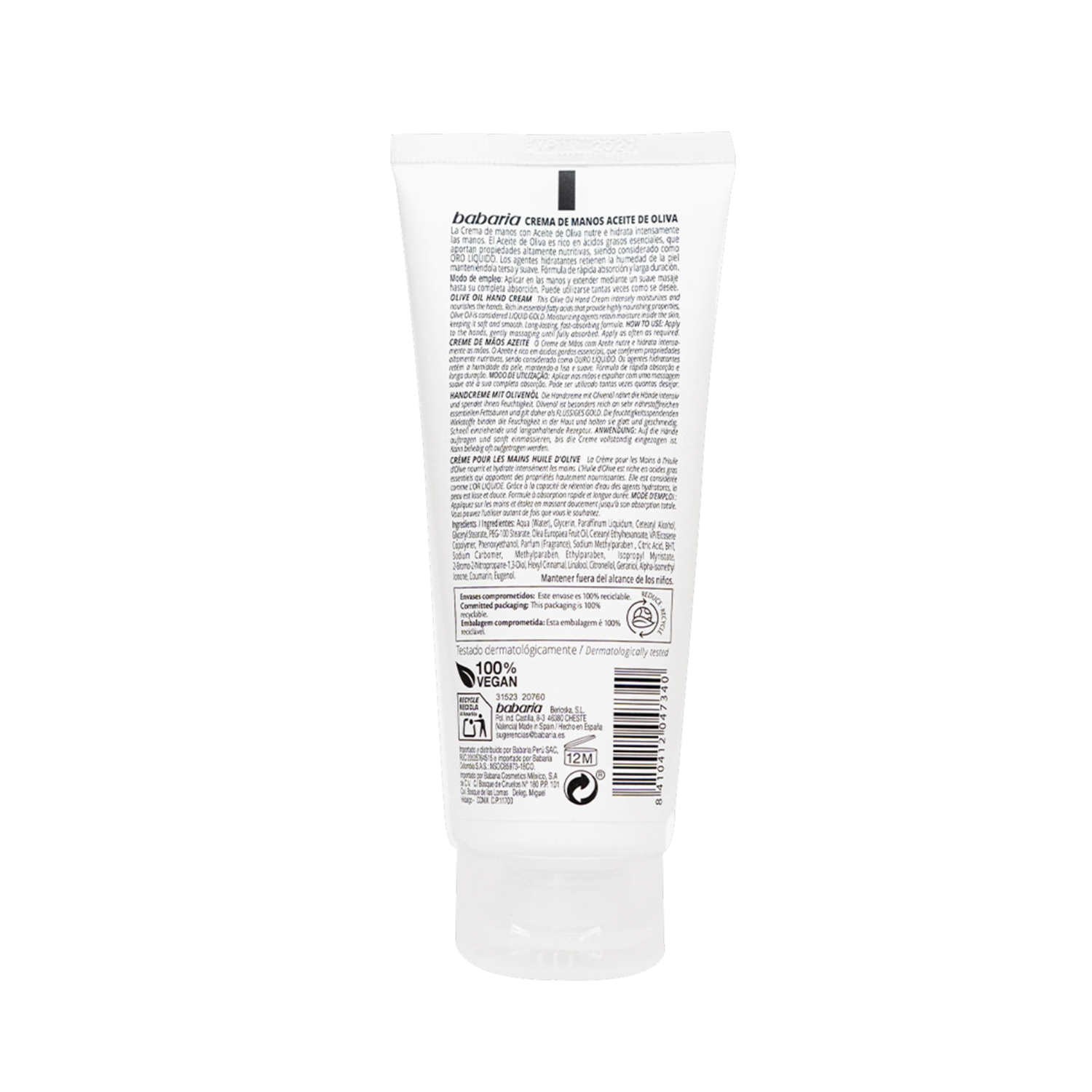 Crema Para Manos Con Aceite De Oliva BABARIA 75 Ml - Image 2