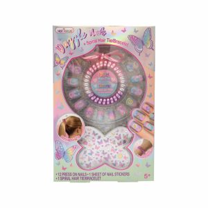 Uñas Postizas Para Niñas Mariposa Pulsera HOT FOCUS JueGo X 12 U