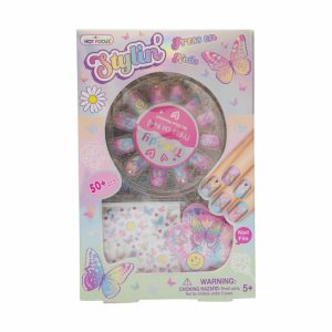 Uñas Postizas Para Niñas Mariposa HOT FOCUS Juego X 12 U