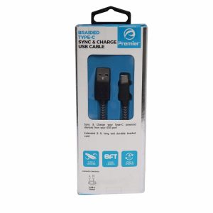 Cable Cargador Nylon USB A Tipo C PREMIER Unidad