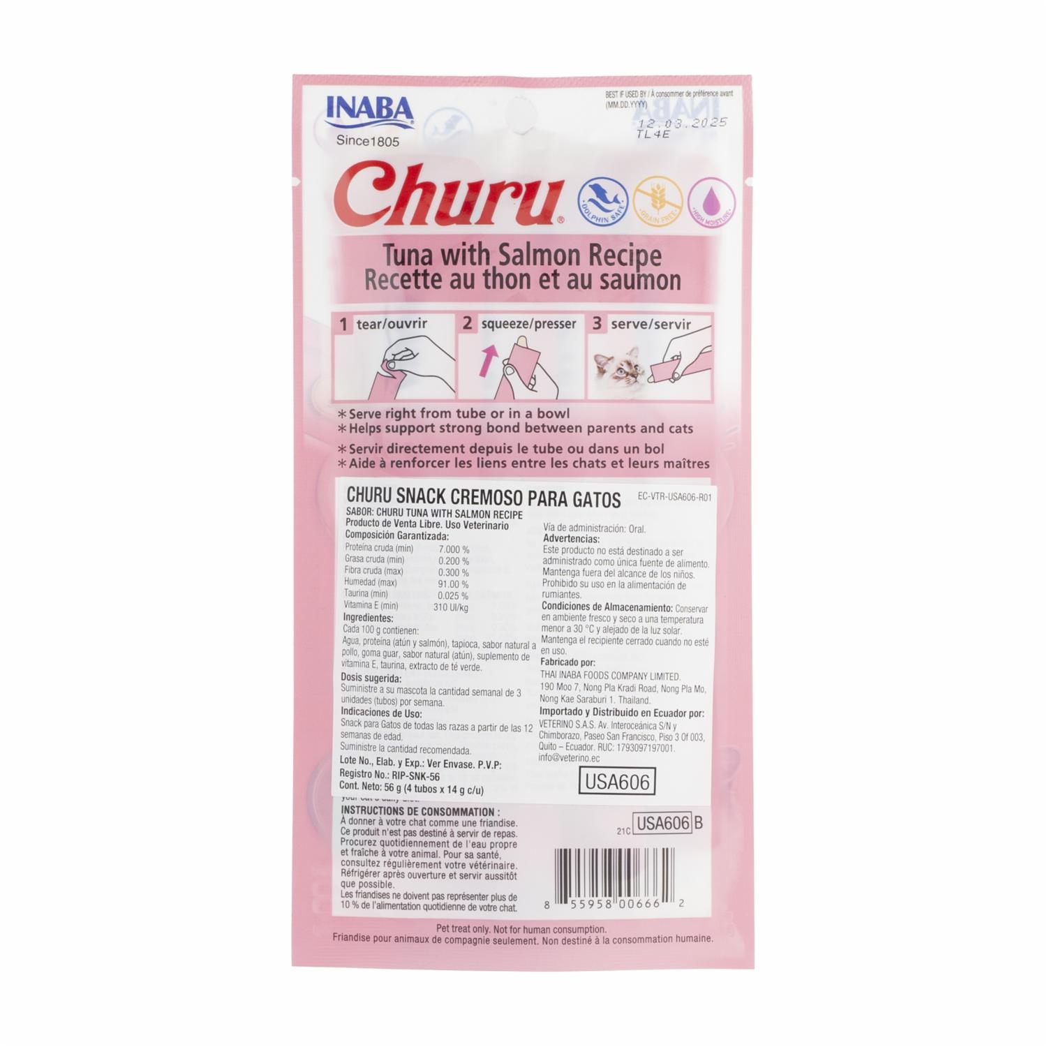Snack Para Gatos Sabor Atún Y Salmon CHURU 56 G - Image 2
