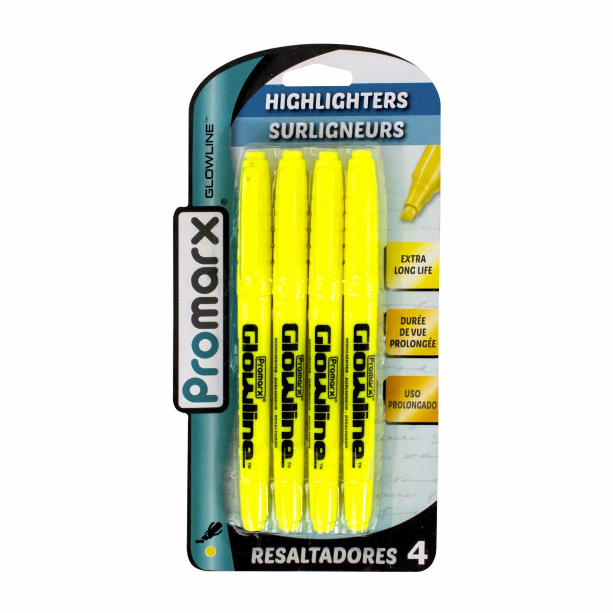 Marcadores Resaltadores De Uso Prolongado PROMARX Pack X 4 Uds