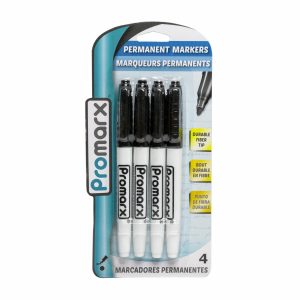 Pack De Marcadores Permanente Color Negro Con Punta De Fibra Duradle PROMARX 4 Uds