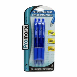 Pack De Bolígrafos Retractiles De Color Azul Con agarre Acojinado PROMARX 3 Uds