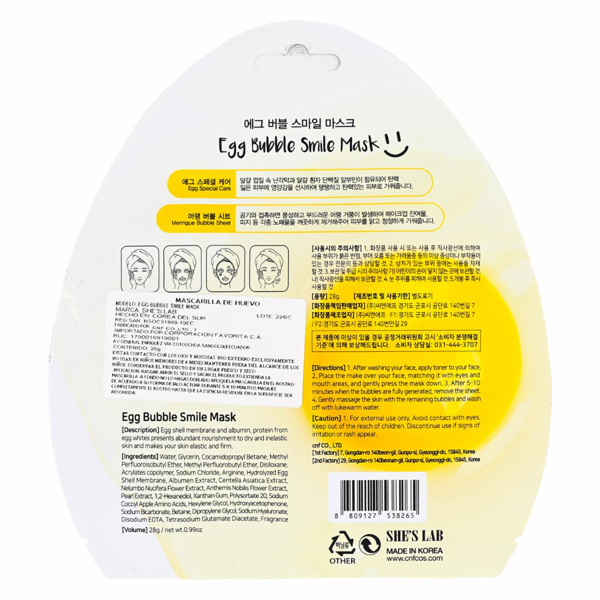 Mascarilla Lab De Huevo SHE'S LAB 28 G - Image 2