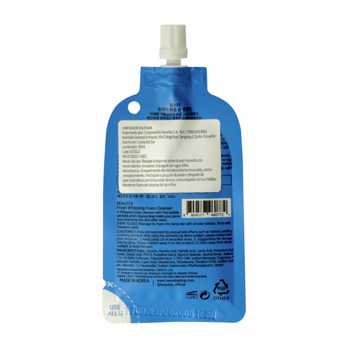 Sachet Sachet Limpiador En Espuma Fresh BEAUSTA 20 Ml - Image 2