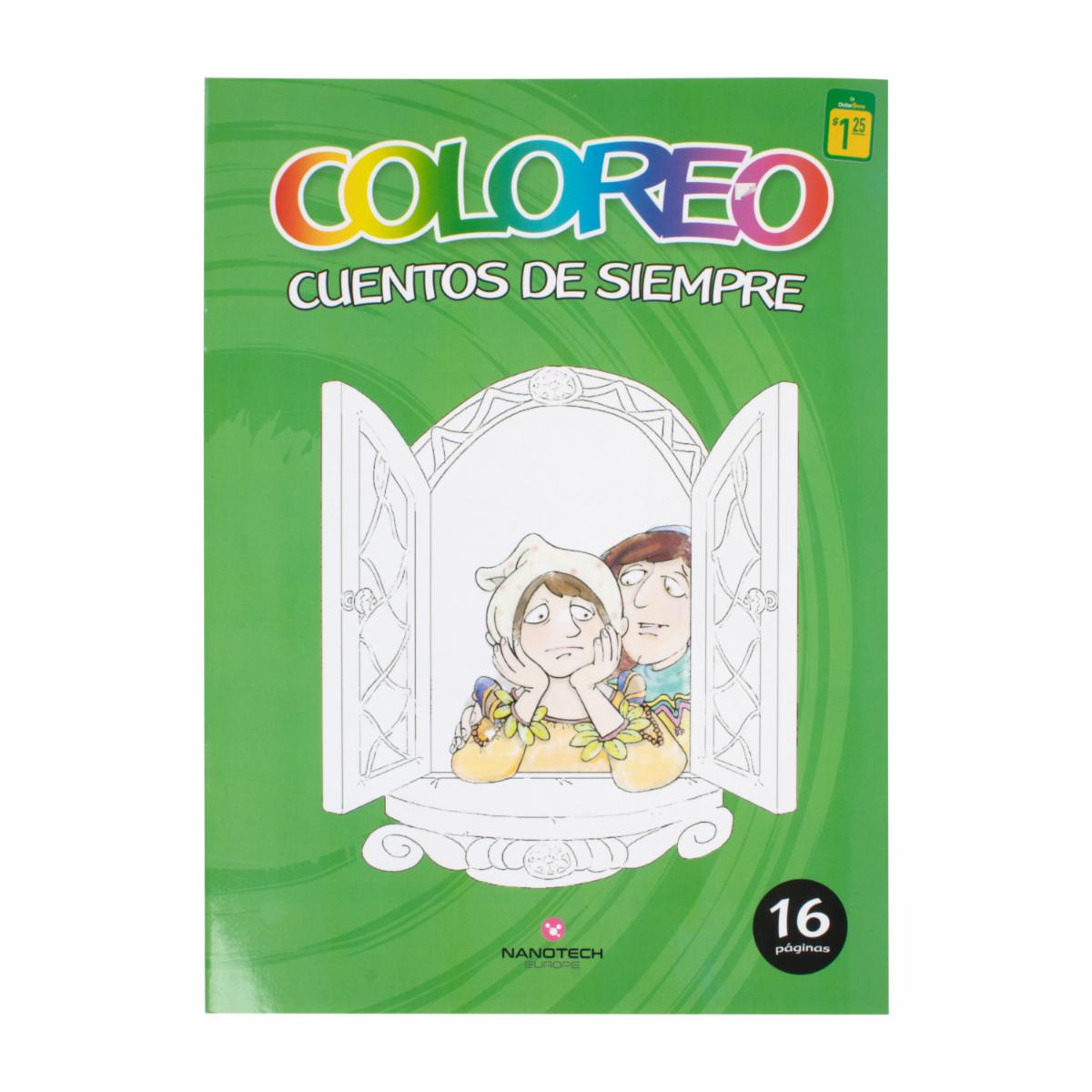 Libro Infantil Coloreo Cuentos De Siempre Verde CONECTA 16 Páginas
