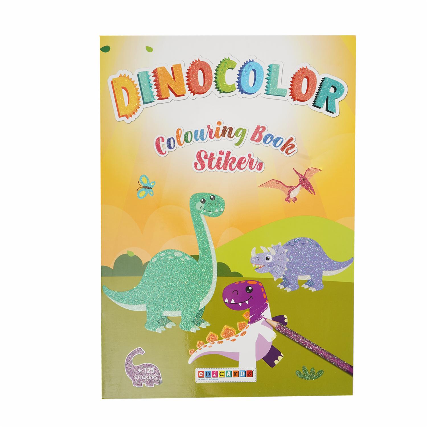 Libro Dinocolor Colouring Book Sticker’s EDICARDS 150 Páginas