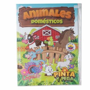 Libro Pinta Y Pega Animales Domésticos COQUITO 25 Páginas