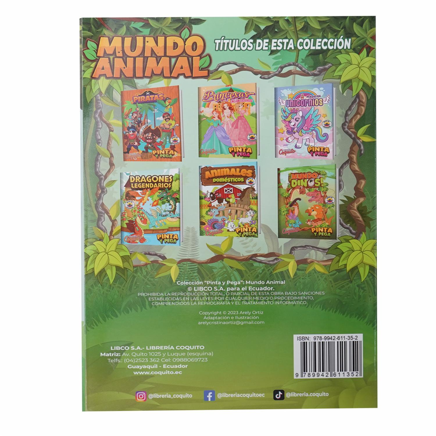 Libros Pinta Y Pega Mundo Animal COQUITO 25 Páginas - Image 2