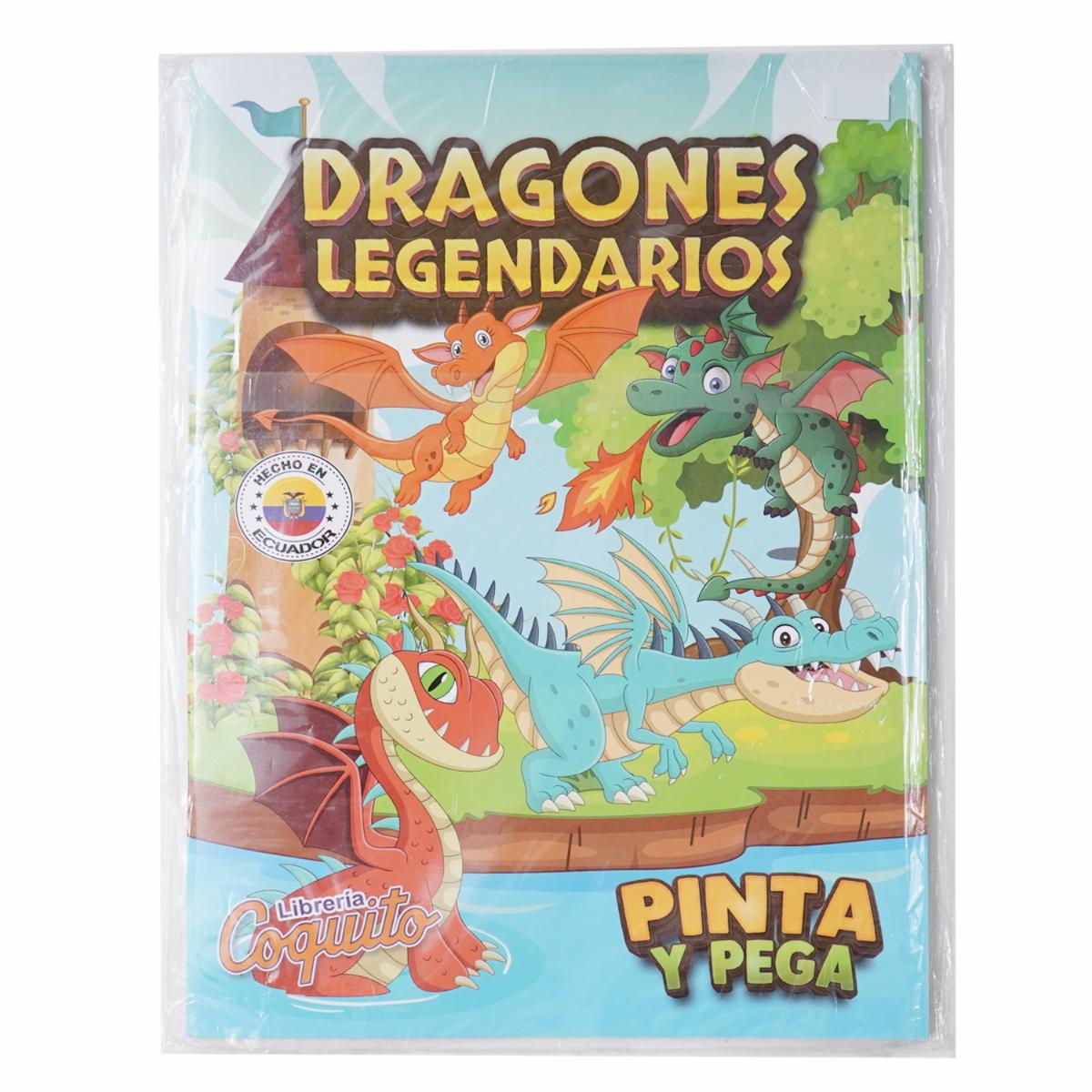 Libro Pinta Y Pega Dragones Legendarios COQUITO 25 Páginas