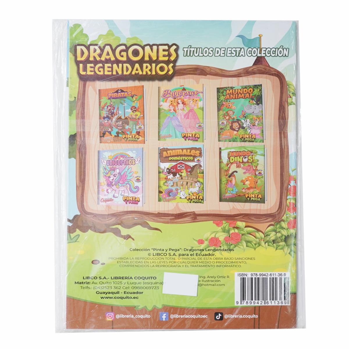 Libro Pinta Y Pega Dragones Legendarios COQUITO 25 Páginas - Image 2