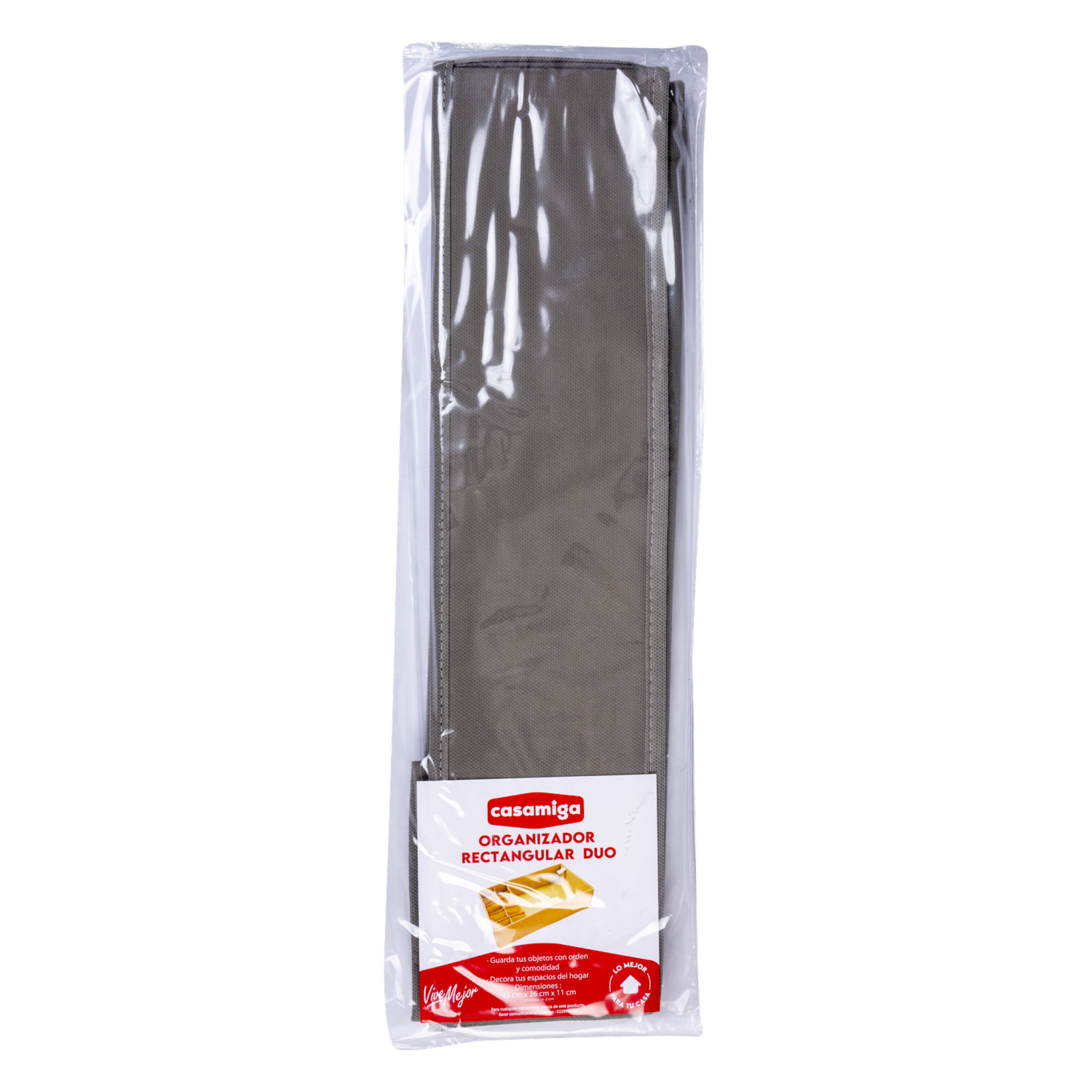 Organizador Rectangular Dúo Gris CASAMIGA 45X26X11 CM