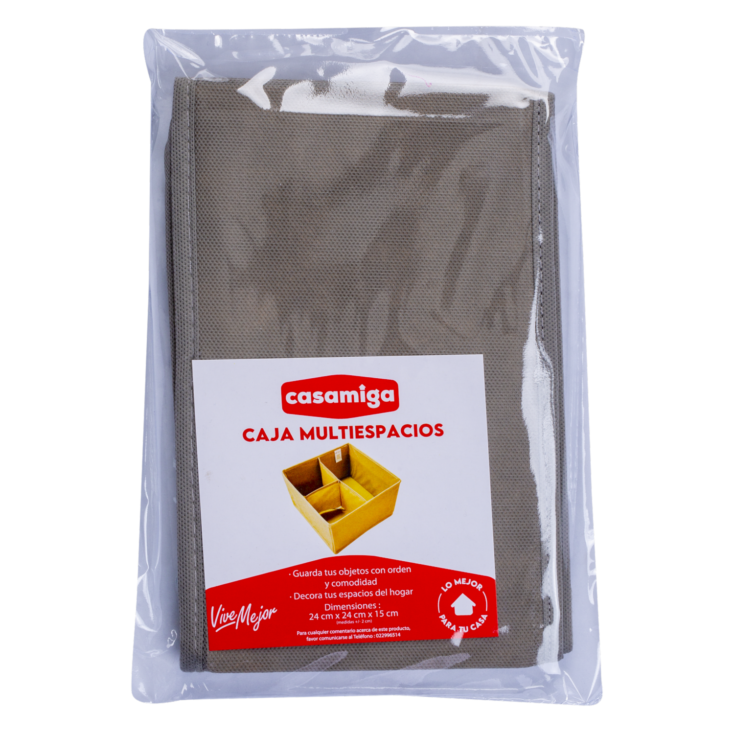 Caja Organizadora Multiespacios Gris CASAMIGA 24X24X15 CM