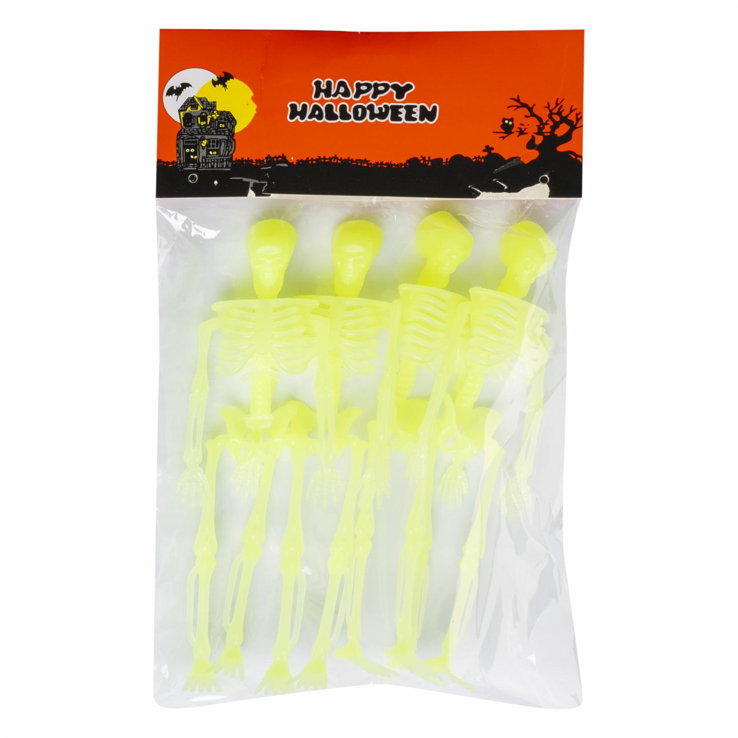 Esqueletos Neón Para Decoración Halloween HAPPY HALLOWEEN 4 Piezas