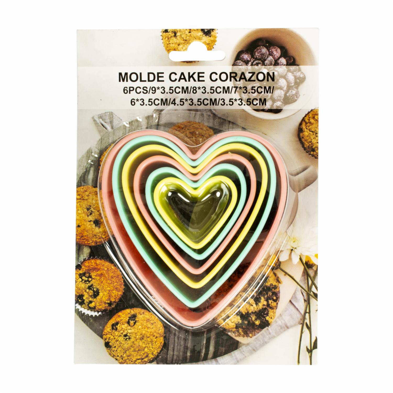Molde Cake Forma Corazón WAHFAY 6 Piezas