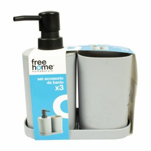 Set De Baño Color Gris FREE HOME 3 Piezas