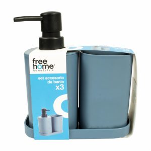 Set De Baño Color Azul FREE HOME 3 Piezas